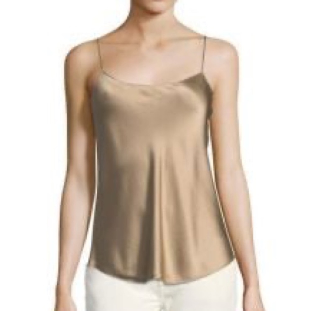 Vince Scallop Silk Camisole in Tan